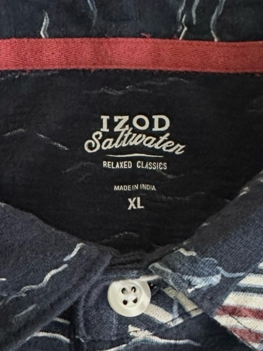 IZOD Saltwater Relaxed Classics Nautical Sailboat Polo Shirt Navy Men's XL - Picture 4 of 9